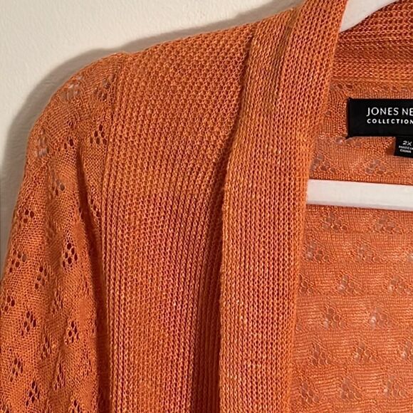 Women’s 2X sweater Jones New York Flowy delicate knit cardigan burnt orange - Picture 3 of 13